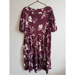 Ava and Viv Maroon stretchy floral dress